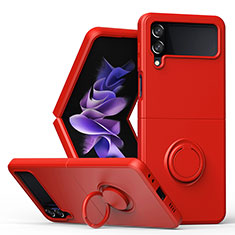 Funda Silicona Carcasa Ultrafina Goma con Magnetico Anillo de dedo Soporte QW1 para Samsung Galaxy Z Flip4 5G Rojo