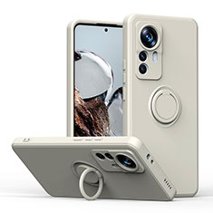 Funda Silicona Carcasa Ultrafina Goma con Magnetico Anillo de dedo Soporte QW1 para Xiaomi Mi 12T 5G Blanco