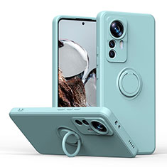 Funda Silicona Carcasa Ultrafina Goma con Magnetico Anillo de dedo Soporte QW1 para Xiaomi Mi 12T 5G Menta Verde