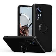 Funda Silicona Carcasa Ultrafina Goma con Magnetico Anillo de dedo Soporte QW1 para Xiaomi Mi 12T 5G Negro