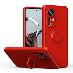 Funda Silicona Carcasa Ultrafina Goma con Magnetico Anillo de dedo Soporte QW1 para Xiaomi Mi 12T 5G Rojo