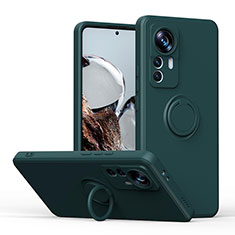 Funda Silicona Carcasa Ultrafina Goma con Magnetico Anillo de dedo Soporte QW1 para Xiaomi Mi 12T 5G Verde Noche