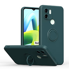 Funda Silicona Carcasa Ultrafina Goma con Magnetico Anillo de dedo Soporte QW1 para Xiaomi Poco C50 Verde Noche