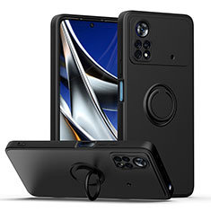 Funda Silicona Carcasa Ultrafina Goma con Magnetico Anillo de dedo Soporte QW1 para Xiaomi Poco X4 Pro 5G Negro