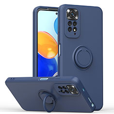 Funda Silicona Carcasa Ultrafina Goma con Magnetico Anillo de dedo Soporte QW1 para Xiaomi Redmi Note 11 4G (2022) Azul