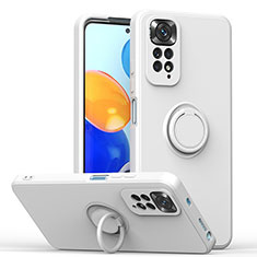 Funda Silicona Carcasa Ultrafina Goma con Magnetico Anillo de dedo Soporte QW1 para Xiaomi Redmi Note 11 4G (2022) Blanco