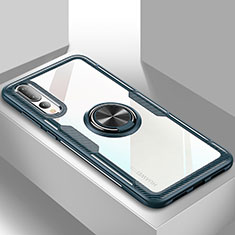 Funda Silicona Carcasa Ultrafina Goma con Magnetico Anillo de dedo Soporte R01 para Huawei P20 Pro Cian