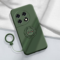 Funda Silicona Carcasa Ultrafina Goma con Magnetico Anillo de dedo Soporte S01 para OnePlus 11R 5G Verde Noche