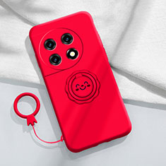 Funda Silicona Carcasa Ultrafina Goma con Magnetico Anillo de dedo Soporte S01 para OnePlus Ace 2 Pro 5G Rojo