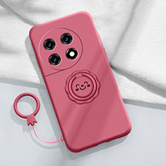 Funda Silicona Carcasa Ultrafina Goma con Magnetico Anillo de dedo Soporte S01 para OnePlus Ace 2 Pro 5G Rosa Roja