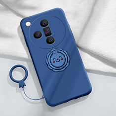 Funda Silicona Carcasa Ultrafina Goma con Magnetico Anillo de dedo Soporte S01 para Oppo Find X7 Ultra 5G Azul