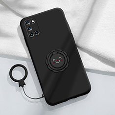 Funda Silicona Carcasa Ultrafina Goma con Magnetico Anillo de dedo Soporte S01 para Oppo Reno6 Pro 5G Negro