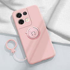 Funda Silicona Carcasa Ultrafina Goma con Magnetico Anillo de dedo Soporte S01 para Oppo Reno8 5G Rosa