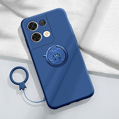 Funda Silicona Carcasa Ultrafina Goma con Magnetico Anillo de dedo Soporte S01 para Oppo Reno9 Pro 5G Azul