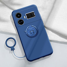 Funda Silicona Carcasa Ultrafina Goma con Magnetico Anillo de dedo Soporte S01 para Realme GT Neo6 5G Azul