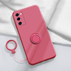 Funda Silicona Carcasa Ultrafina Goma con Magnetico Anillo de dedo Soporte S01 para Samsung Galaxy S20 Lite 5G Rojo
