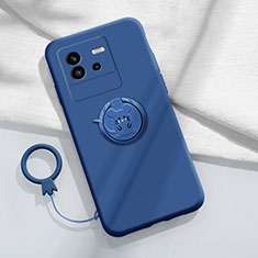Funda Silicona Carcasa Ultrafina Goma con Magnetico Anillo de dedo Soporte S01 para Vivo iQOO Neo6 5G Azul