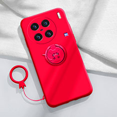 Funda Silicona Carcasa Ultrafina Goma con Magnetico Anillo de dedo Soporte S01 para Vivo X90 Pro 5G Rojo