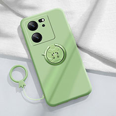 Funda Silicona Carcasa Ultrafina Goma con Magnetico Anillo de dedo Soporte S01 para Xiaomi Mi 13T Pro 5G Menta Verde