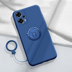 Funda Silicona Carcasa Ultrafina Goma con Magnetico Anillo de dedo Soporte S01 para Xiaomi Poco F5 5G Azul