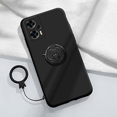 Funda Silicona Carcasa Ultrafina Goma con Magnetico Anillo de dedo Soporte S01 para Xiaomi Poco F5 5G Negro