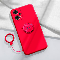 Funda Silicona Carcasa Ultrafina Goma con Magnetico Anillo de dedo Soporte S01 para Xiaomi Poco F5 5G Rojo