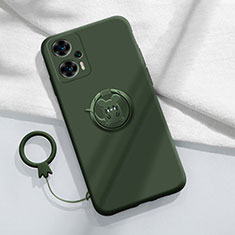 Funda Silicona Carcasa Ultrafina Goma con Magnetico Anillo de dedo Soporte S01 para Xiaomi Poco F5 5G Verde