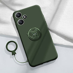 Funda Silicona Carcasa Ultrafina Goma con Magnetico Anillo de dedo Soporte S01 para Xiaomi Poco M6 Pro 5G Verde