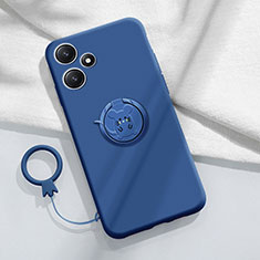 Funda Silicona Carcasa Ultrafina Goma con Magnetico Anillo de dedo Soporte S01 para Xiaomi Redmi 12 5G Azul