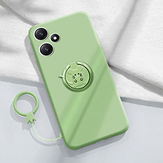 Funda Silicona Carcasa Ultrafina Goma con Magnetico Anillo de dedo Soporte S01 para Xiaomi Redmi 12 5G Menta Verde