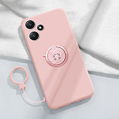 Funda Silicona Carcasa Ultrafina Goma con Magnetico Anillo de dedo Soporte S01 para Xiaomi Redmi 12 5G Rosa