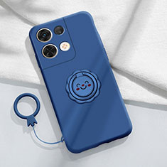 Funda Silicona Carcasa Ultrafina Goma con Magnetico Anillo de dedo Soporte S01 para Xiaomi Redmi Note 13 Pro 5G Azul