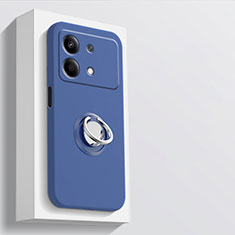 Funda Silicona Carcasa Ultrafina Goma con Magnetico Anillo de dedo Soporte S01 para Xiaomi Redmi Note 13R Pro 5G Azul