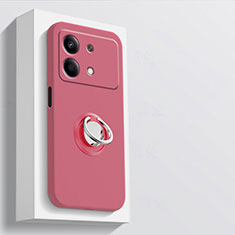 Funda Silicona Carcasa Ultrafina Goma con Magnetico Anillo de dedo Soporte S01 para Xiaomi Redmi Note 13R Pro 5G Rojo