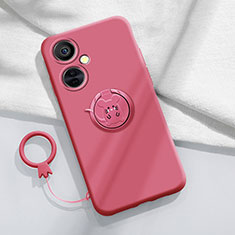 Funda Silicona Carcasa Ultrafina Goma con Magnetico Anillo de dedo Soporte S02 para OnePlus Nord CE 3 5G Rosa Roja