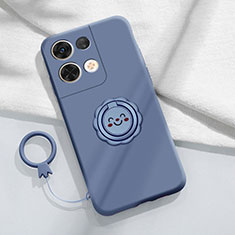 Funda Silicona Carcasa Ultrafina Goma con Magnetico Anillo de dedo Soporte S02 para Oppo Reno8 Pro+ Plus 5G Gris Lavanda