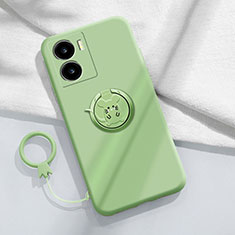 Funda Silicona Carcasa Ultrafina Goma con Magnetico Anillo de dedo Soporte S02 para Vivo iQOO Z7 5G Verde