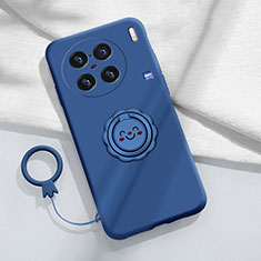 Funda Silicona Carcasa Ultrafina Goma con Magnetico Anillo de dedo Soporte S02 para Vivo X90 5G Azul