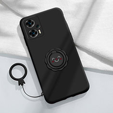 Funda Silicona Carcasa Ultrafina Goma con Magnetico Anillo de dedo Soporte S02 para Xiaomi Poco F5 5G Negro
