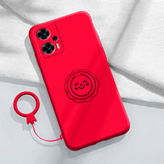 Funda Silicona Carcasa Ultrafina Goma con Magnetico Anillo de dedo Soporte S02 para Xiaomi Poco F5 5G Rojo