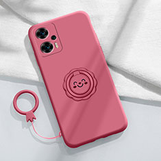 Funda Silicona Carcasa Ultrafina Goma con Magnetico Anillo de dedo Soporte S02 para Xiaomi Poco F5 5G Rosa Roja
