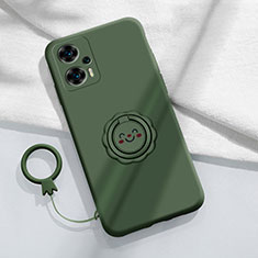 Funda Silicona Carcasa Ultrafina Goma con Magnetico Anillo de dedo Soporte S02 para Xiaomi Poco F5 5G Verde Noche