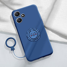 Funda Silicona Carcasa Ultrafina Goma con Magnetico Anillo de dedo Soporte S02 para Xiaomi Redmi 12 5G Azul
