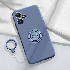 Funda Silicona Carcasa Ultrafina Goma con Magnetico Anillo de dedo Soporte S02 para Xiaomi Redmi 12 5G Gris Lavanda