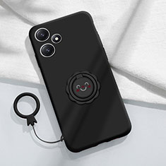Funda Silicona Carcasa Ultrafina Goma con Magnetico Anillo de dedo Soporte S02 para Xiaomi Redmi 12 5G Negro