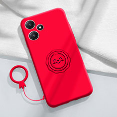 Funda Silicona Carcasa Ultrafina Goma con Magnetico Anillo de dedo Soporte S02 para Xiaomi Redmi 12 5G Rojo
