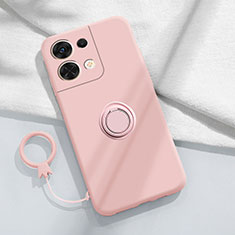 Funda Silicona Carcasa Ultrafina Goma con Magnetico Anillo de dedo Soporte S03 para Oppo Reno9 5G Rosa