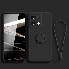 Funda Silicona Carcasa Ultrafina Goma con Magnetico Anillo de dedo Soporte S03 para Xiaomi Redmi Note 13 Pro 5G Negro