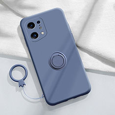 Funda Silicona Carcasa Ultrafina Goma con Magnetico Anillo de dedo Soporte S04 para Oppo Find X5 Pro 5G Gris Lavanda