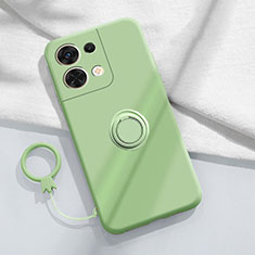 Funda Silicona Carcasa Ultrafina Goma con Magnetico Anillo de dedo Soporte S04 para Xiaomi Redmi Note 13 Pro 5G Menta Verde